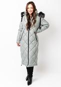 Danwear Windfield Quilted Hooded Long Coat, Green
