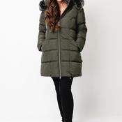 Danwear Padded Hooded Long Coat, Khaki Green image