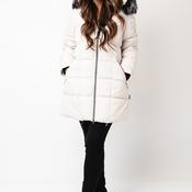 Danwear Padded Hooded Long Coat, Cream image