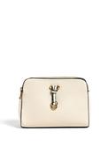 Zen Collection Pebbled Faux Leather Key Chain Crossbody Bag, Beige image