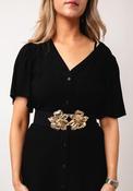 Serafina Collection Elasticated Flower Buckle Belt, Black image