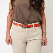 Serafina Collection Leather with Buckle Detail Belt, Orange image