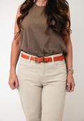 Serafina Collection Leather with Buckle Detail Belt, Orange image