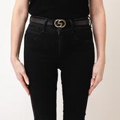 Serafina Collection Leather Gold Detail Belt, Black image