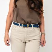 Serafina Collection Leather with Buckle Detail Belt, Blue image