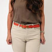 Serafina Collection Leather with Buckle Detail Belt, Orange image