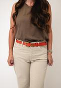 Serafina Collection Leather with Buckle Detail Belt, Orange image