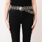 Serafina Collection Stud and Floral Detail Belt, Black image