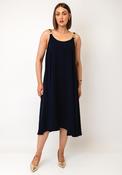 Serafina Collection One Size Midi with Strap Detail Dress, Navy image