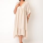 Serafina Collection One Size V-Neckline Midi Dress, Beige image