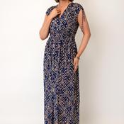 Serafina Collection One Size Geometric Print Maxi Dress, Blue Multi image
