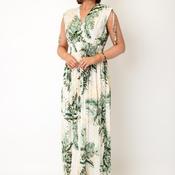 Serafina Collection One Size Botanical Print with Foil Detail Midi Dress, Green Multi