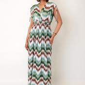 Serafina Collection One Size Geometric Print Maxi Dress, Green Multi image
