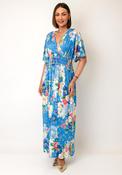Serafina Collection One Size Floral Print with Butterfly Detail Midi Dress, Blue Multi image