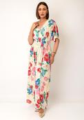Serafina Collection One Size Floral Butterfly Print Midi Dress, Cream image