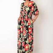 Serafina Collection One Size Floral Print Maxi Dress, Black Multi image