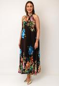 Serafina Collection One Size Pleated Floral Midi Dress, Brown Multi image