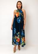 Serafina Collection One Size Pleated Floral Midi Dress, Navy Multi image