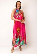 Serafina Collection One Size Pleated Floral Midi Dress, Pink Multi image