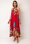 Serafina Collection Pleated Floral Midi Dress, Red Multi image