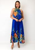 Serafina Collection One Size Pleated Floral Midi Dress, Blue Multi image