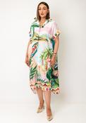 Serafina Collection One Size Tropical Print Shirt Dress, Green Multi image