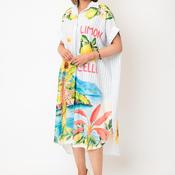 Serafina Collection One Size Lemon Print Shirt Dress, Multi-Coloured