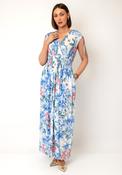 Serafina Collection One Size Floral Print Maxi Dress, Blue Multi image
