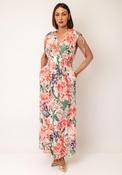 Serafina Collection One Size Floral Print Maxi Dress, Coral Multi image
