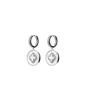 M Collection Colver Charm Huffie Hoop Earrings, Silver image