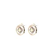 M Collection Clover Button Stud Earrings, Gold image