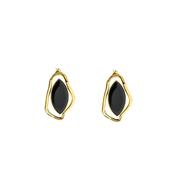M Collection Black Statement Geo Earrings, Gold image