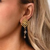 Serafina Collection Textured Diamante Drop Clip on Earrings, Gold image