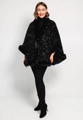 Malissa J One Size Sequin Faux Fur Cape, Black image