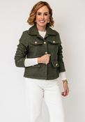 Serafina Collection Textured Button Up Jacket, Khaki Green image
