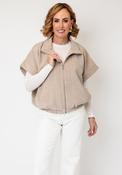 Serafina Collection Capped Sleeve Bubble Hem Jacket, Beige image