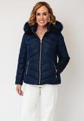 Serafina Collection Faux Fur Hood Puffer Coat, Navy image