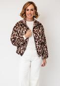 Serafina Collection Leopard Print Zip Up Jacket, Beige Multi image