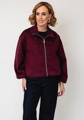 Serafina Collection High Neckline Zip-Up Jacket, Wine image