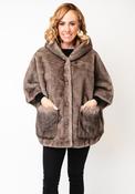 Serafina Collection Faux Fur Hooded Cape, Taupe image
