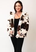 Serafina Collection One Size Cow Print Faux Fur Jacket, Brown image