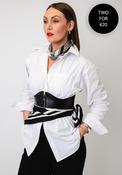 Serafina Collection Magnetic Pearl Check Print Neck Scarf, Black &amp; White image