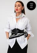 Serafina Collection Magnetic Pearl Polka Dot Print Neck Scarf, White image