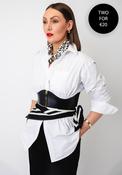 Serafina Collection Magnetic Pearl Cheetah Print Neck Scarf, Black &amp; Cream image