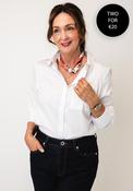 Serafina Collection Chain Print with Pearl Detail Scarf, White Multi image