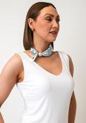 Serafina Collection Floral Print with Bead Detail Scarf, White Multi image