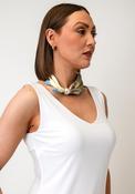 Serafina Collection Graphic Print with Bead Detail Scarf, White Multi image