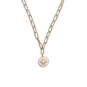 M Collection Clover Charm Link Necklace, Gold image