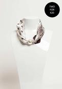 Serafina Collection Magnetic Pearl Geomatic Floral Print Neck Scarf, Off White image