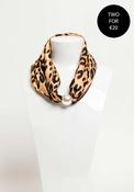 Serafina Collection Magnetic Pearl Animal Print Neck Scarf, Tan image